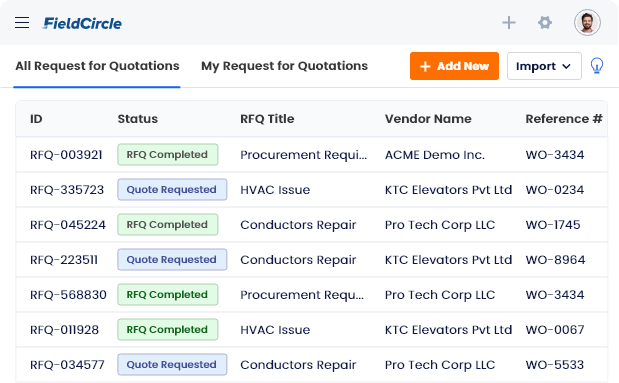 Vendor Management with RFQ and PO