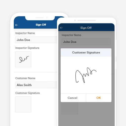 inspection software with customer signature and approval