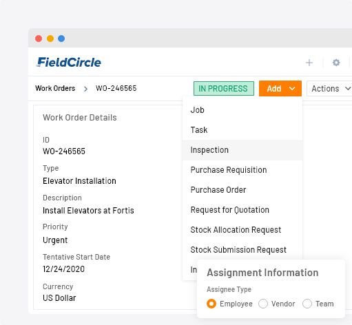 work order management in field service management software