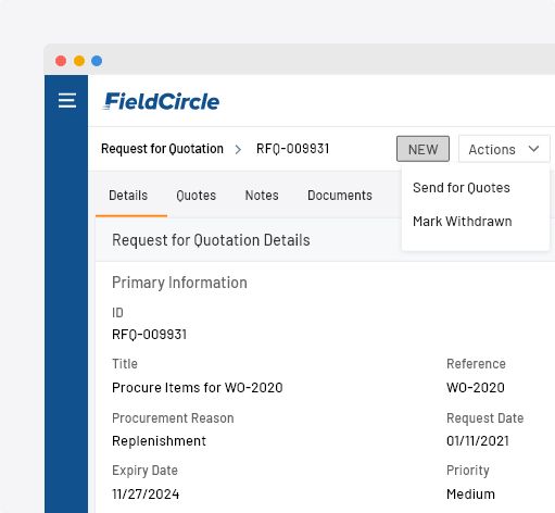 quotations tool in field service management system