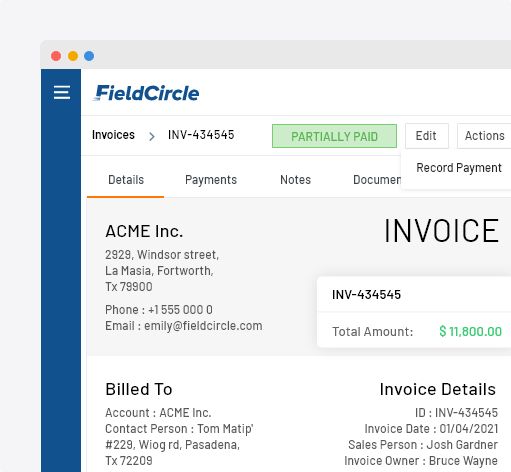 Manage customer invoices and payments in field service software