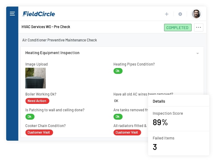 Inspection checklists and templates in field service crm