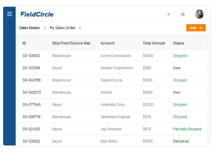 sales orders on spare items sold in service crm