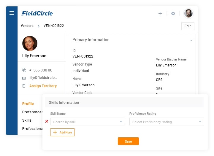 Vendor and RFQ management with field service crm