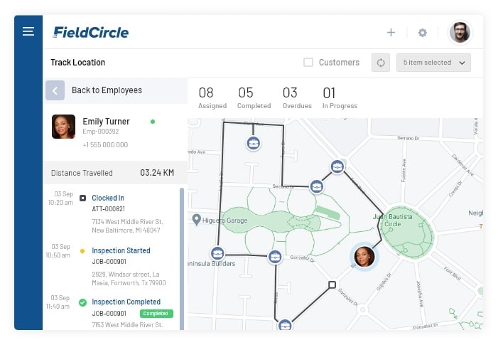 service technicians route planning in field service crm