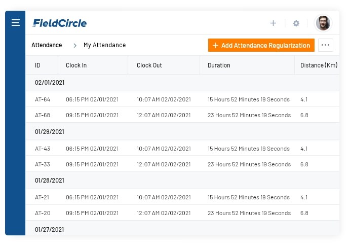 Timesheet and attendance management with field service crm