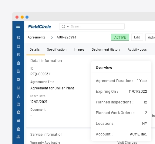 Agreement and contract management in Facility management system