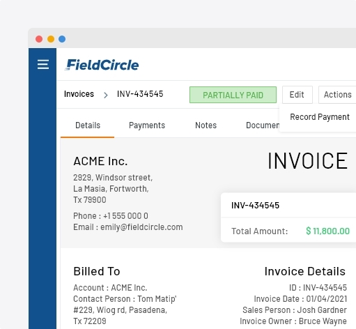 Invoice management in hvac service software