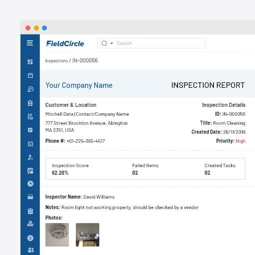 Inspection report in equipment maintenance software