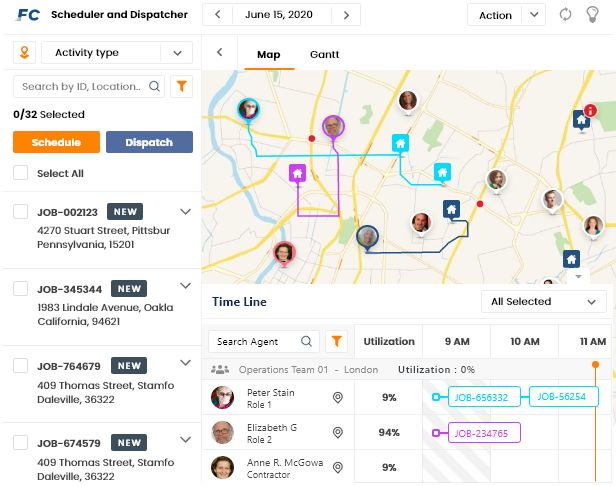 Field service scheduling software and dispatch system